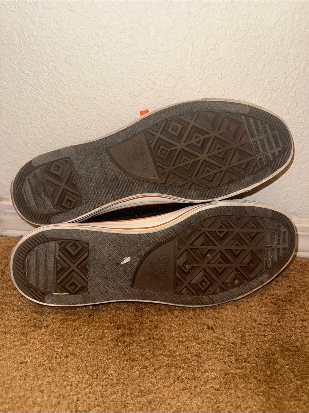Converse Black Canvas Low-Top Sneakers with Bright Orange Laces